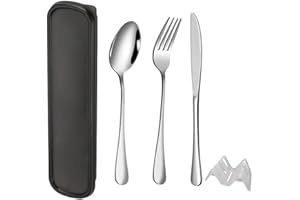 QZLSAYSL QZLSAYSL Couverts Lunch Box de Camping, étui Renforcé avec Boucle, Couvert de Voyage, Le Travail et l'école, Lavable au Lave-Vaisselle-5 pièces (Noir)