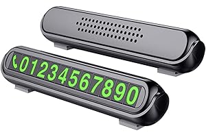 PORFEET Targa di Parcheggio Temporanea, Targa di Visualizzazione del Numero di Telefono Luminoso della Carta di Sosta Temporanea per Auto Aromaterapia Nero