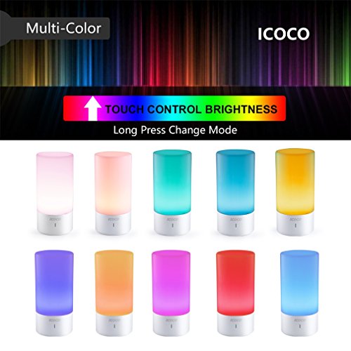 Touch Sensor Bunt Atmosphäre Emotionale Nacht Licht, ICOCO Dimmbares Bedside Lampe Tischlampe Schreibtischlampe RGB Schreibtisch Licht Nachttischlampe für Kinderzimmer&Schlafzimmer - 6