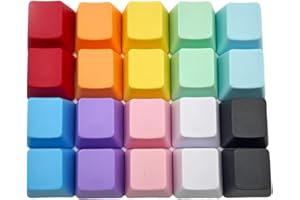 BoaJAJUHU OEM Profile Blank Keycaps PBT Rainbow Mixed Colors 1U R4 Keycap for MX Switch Mechanical Keyboard (Mixed Color, 20pcs)