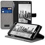 kwmobile Hülle für LG X power 2 - Wallet Case Handy Schutzhülle Kunstleder - Handycover Klapphülle mit Kartenfach und Ständer Grau Schwarz - 