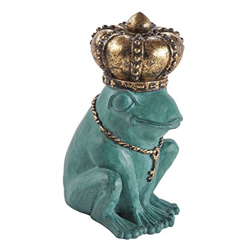 miaVILLA Dekofigur Froschkönig - mit goldener Krone - witterungsbeständig - Kunststein - H 29 cm