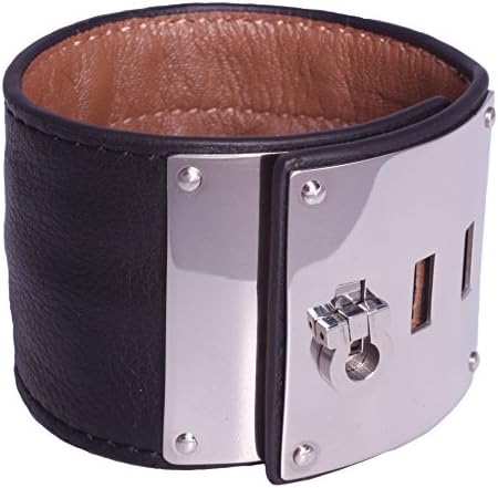 Black Leather Purse portmoney Steel Bracelet Surfer Style Leather Bracelet Secret zip