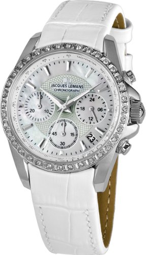 Jacques Lemans Damen-Armbanduhr XS Chronograph Quarz Leder 1-1724B