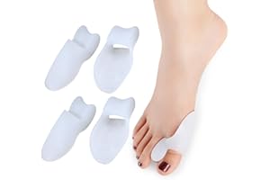 LacyMC Corrector de Juanetes,Pack de 4 Separador de Dedos de Gel Suave,Talla única - Hallux Valgus,Separador Dedos Pie,Corrector Juanete