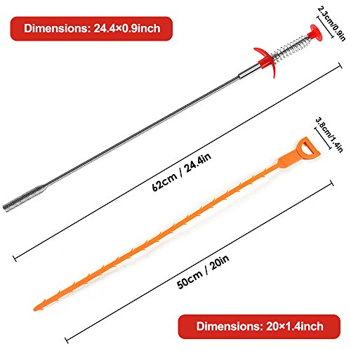 7 Pack Drain Snake, SENHAI 20 Zoll Haarablauf Clog Remover Drain Relief Auger Reinigungs-Tool (2 Edelstahl und 5 Kunststoff) - 4