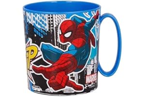 ILS I LOVE SHOPPING Taza vaso de plástico 350 ml para microondas con mango niños desayuno BPA-free (Spiderman)