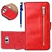 Produktbild Galaxy S8 Hülle,Lederhülle 2 in 1 für Samsung Galaxy S8,MoreChioce Luxus Rot Zipper Detachable Bookstyle Klapphülle Flip Case Folio Schale Inner TPU Back Cover Protective Brieftasche Wallet Case Ledertasche Magnetverschluß mit Kartenfach Standfunktion für Samsung Galaxy S8 + 1x Blau Stylus Stift
