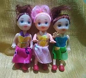 Vibgyor Vibes Baby Triplet Girl Sisters Doll (6.5 Inches, Multicolour)