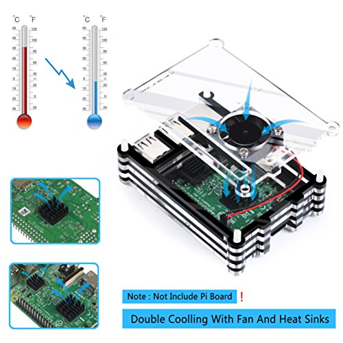 4 en 1 kit profesional para Raspberry Pi 3   Raspberry Pi Modelo B 2  negras en rodajas 9 Capas caja de la caja de refrigeraci  n   cable USB Mini Fan   Micro con giro   encendido  fresco  negro 