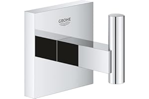 GROHE Start Cube QuickFix - Colgador de baño individual, cromo, para pegar (pegamento QuickGlue A1) o atornillar, ref. 40961000