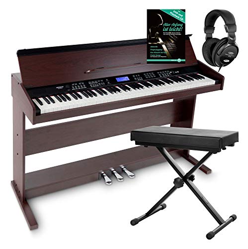 FunKey DP-88 II piano numérique brun set avec banquette de synthé, casque, méthode d'apprentissage