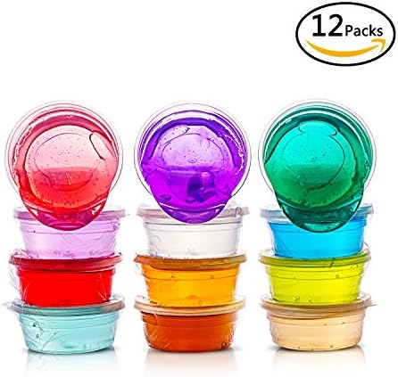 XYXtech Crystal Clay 12 pcs/ Set Soft Slime Magic Toy Box of Slime 12 Colors in One Set DIY Clay Mud Toy Kits with 2 Cartoon Molds Random