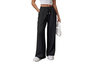 OLIPHEE Pantaloni Tuta Donna Larghi Lunghi con Tasche e Coulisse Pantaloni Donna Jogging Autunno con Elastico in Vita Tinta Unita Casual Yoga Sweatpants Baggy