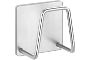 WENKO Supporto universale Edea per la cucina - Porta spugnetta, Acciaio inossidabile, 5 x 5 x 3.5 cm, Argento opaco