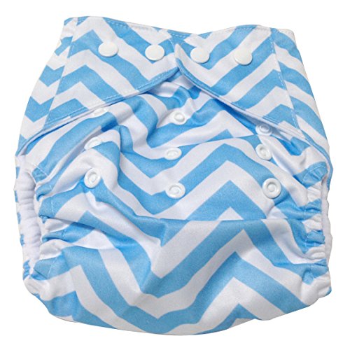 HAQILA Baby Washable Waterproof Breathable Leakproof Cloth Diapers,One Size,Blue&White,2-Pack
