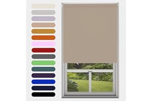 CAECUS Cappuccino Blackout Roller Blind Metal Fittings Trimmable UV Protection Thermal Properties Premium Fabric Home Office Bedroom Kids Room Child Safe Easy Fit 60cm Width x 160cm Drop