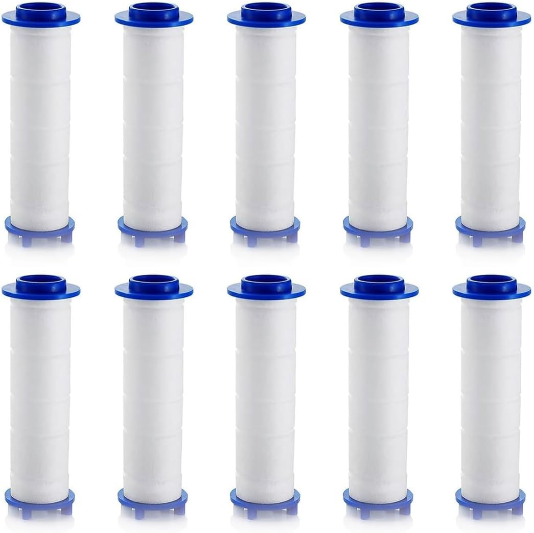 JYXNU 10 Piezas 8,0 x 2,4 cm Filtro de Ducha de algodón PP Filtro de Cartucho de Filtro portátil Cabezal de Filtro de algodón, Filtro PP Elemento para Desmontable ducha de mano mango ducha