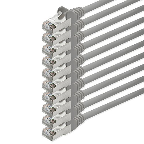 1aTTack CAT5 FTP Foliengeschirmt Netzwerkkabel mit 2x RJ45 Stecker Set (10 Stück) 1m grau