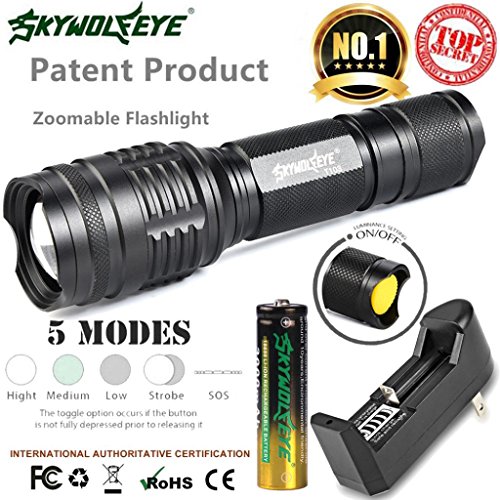 sunnymi LED Taschenlampe Lampe ✔ Taschenlampe Wiederaufladbarer Clip ✔ Nicht-thermische Strahlung ✔ Variabler Fokus Wasserdichte ✔ Für Den Haushalt Outdoor (B+ Batterie + Ladegerät, 23*130mm)