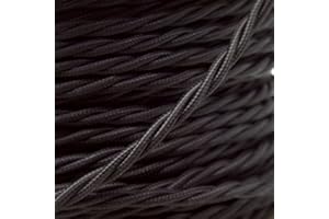KTJES 5 Meters 3 Core Black Cable Vintage Antique Braided Twisted Fabric Lighting Cable 5 Meters Woven Silk Flexible Wire Cord Light