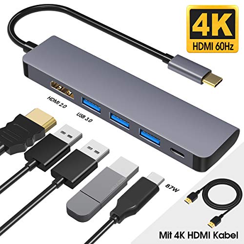WU-MINGLU - Adaptador USB C a HDMI para MacBook/MacBook Pro/Samsung Galaxy S8/S8P/Chromebook Pixel a HDTV/Monitor/proyector (4 K, 60 HZ)