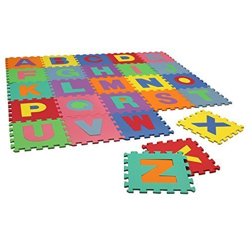 Charles Bentley 26Pc 25 Sq Ft Children's Kids Soft Eva Foam Alphabet Jigsaw Puzzle PlayMat Interlocking Play mats Activity Mats