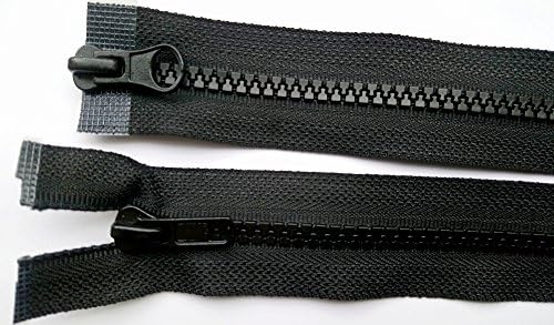 BLACK Plastic CHUNKY 2 WAY Opening ZIP OPEN ENDED 6 mm 20 to 32 Inch Long (20 Inch / 51 cm)
