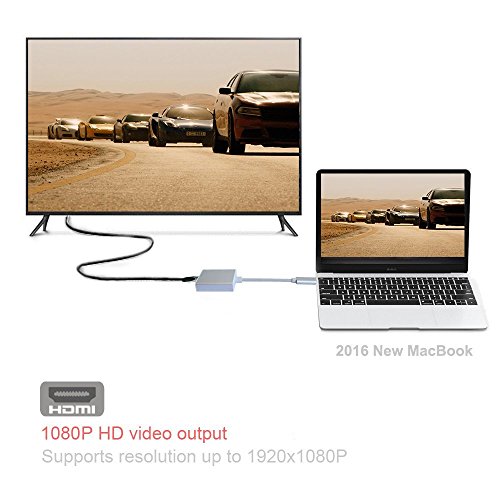 ARTLU® USB 3.1 Typ C auf HDMI Adapter USB 3.1 Typ-C USB-C Stecker auf HDMI Buchse Digital AV Adapter Konverter für Macbook 2015 / Chromebook Pixel / Yoga 900 / Asus Zen AIO / Lumia 950 / 950XL (1080P Full HD), Silber - 6