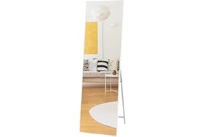Hoikwo Blanco Espejo de Pie Cuerpo Entero 140x41cm, Espejo Pared con Soporte para Colocar de Pie o Colgado en Recibidores, Dormitorios, Salones, Vestidores