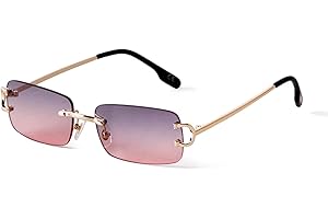 ADEWU Occhiali da sole retrò vintage occhiali senza bordi protezione UV stretti occhiali da sole rettangolari uomo donna unisex