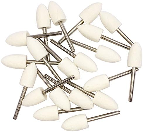 PHYHOOWool Felt Point Mandrel Mounted Polishing Bits White Conical Rotary Tool Accessories Kit Fit Dremel - 1/8 Inch Shank