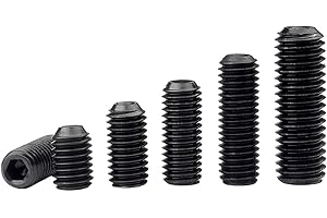 Oneyijun 20 pièces M8 x 8mm Vis à six pans creux Vis sans tête Vis à tête creuse Vis Le noir Acier allié Vis de pression