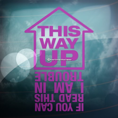 HastingsDesigner 'Autocollant de Vinyle pour Voiture Motif avec Texte en Anglais This Way Up I Am in Trouble Violet