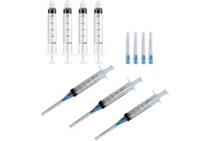 WELLNESS & CARE 25 Jeringuillas 5ml con 25uds de 23G desechables con embalaje individual y esterilizado. Jeringuilla con aguja para dispensación líquidos, alimentacion, jardineria. Jeringa con cabezal luer-lock