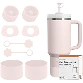 SALUOKE Set of 8 Accessories for Stanley Cup, Cup Not Included | Contains Straw Lid,Leak Proof Silicone Stopper,Silicone Boot