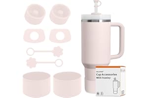 SALUOKE 8 pezzi, tra cui 2 tappi di copertura per cannuccia, 2 tappi quadrati per fuoriuscite, 2 tappi rotondi per perdite, 2 stivali in silicone per Stanley Cup 2.0 1,2 l e 850 ml (Rose Quartz)