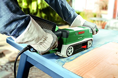 Bosch DIY Bandschleifer PBS 75 AE Set, 1 Schleifband K 80, 2 Schraubzwingen, Parallel- und Winkelanschlag, Halter, Koffer (750 W, Schleiffläche 76×165 mm, Bandabmessung 75×533 mm) - 8