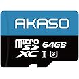 AKASO 64GB microSDXC Memory Card - Up to 100MB/s, C10, U3, Full HD, 4K, MicroSD Card