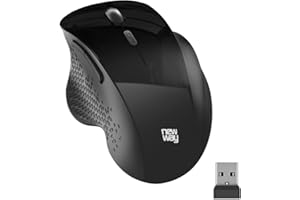 NEWWAY NM255 – Souris sans Fil 2.4GHz WiFi avec Récepteur USB Ergonomique - DPI 4000 - Silencieuse 95% de Réduction du Bruit - 6 Boutons - pour PC, Ordinateur Portable, Mac et Linux (Noir)
