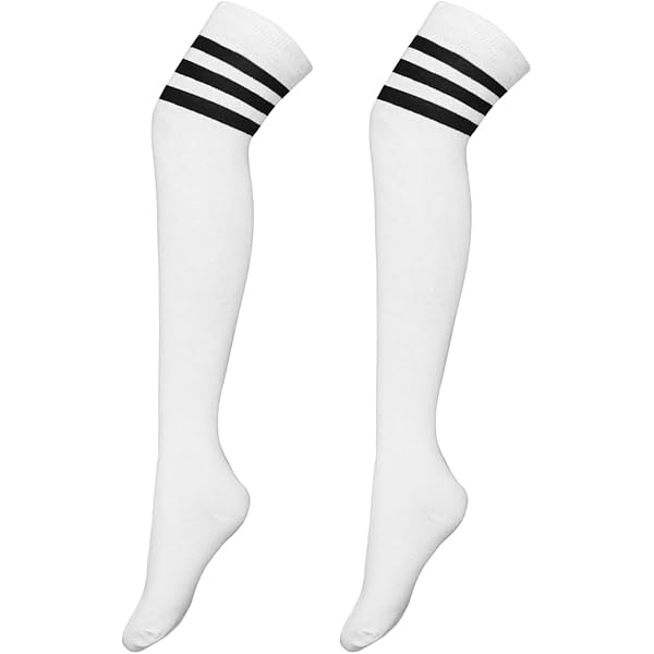Damen Socken Streifen Overknees Strümpfe Cheerleader College Kniestrümpfe Hosen
