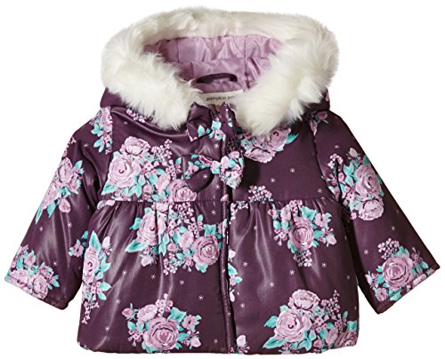 Pumpkin Patch Baby-Girls Rose Print Puffer Floral Jacket, Purple Passion, 12-18 Months