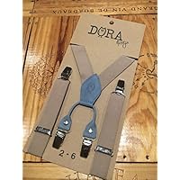 Hosenträger für Kinder, beige - hell blau, 100% Handarbeit; Echtlederelemente, ab ca. 2 -13 Jahre