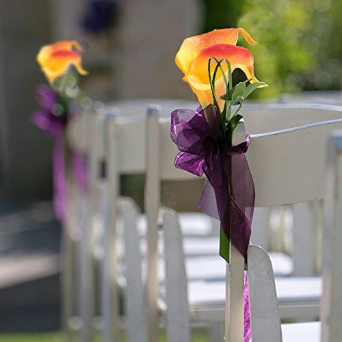 MIHOUNION 12 Stücke Calla Kunstblume Deko Künstliche Blumen Kunstpflanze Blumenstrauß für Zuhause Balkon Tisch Hochzeits Bouquet Dekoration oder zum Vatertag Mutterstag geschenk – Orange - 5