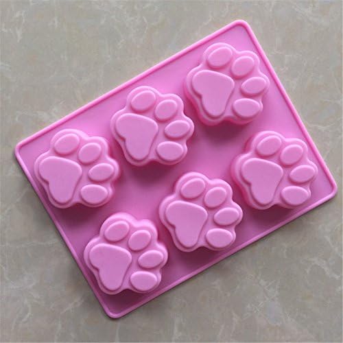 YL 6 Cavities Dog Footprints G006 Silicone Cake Baking Mold Cake Pan Muffin Cups Handmade Soap Moulds Biscuit Chocolate Ice Cube Tray DIY