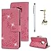 Produktbild Case für Samsung Galaxy S9 Hülle Diamant Schmetterling Handyhülle Flipcase Wallet Case Cover Bookstyle Stand Kartenetui Schutzhülle PU Leder Hardcase Tasche mit Karteneinschub Magnetverschluß Rosa