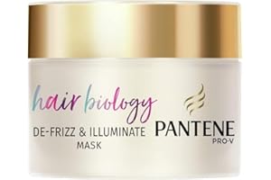 Pantene Maska do włosów przeciw puszeniu się i rozświetlaniu, do włosów puszących się lub suchych i farbowanych, z kwasem hialuronowym, maską regenerującą Omega 9 i Pro-V, pomaga naprawić uszkodzenia,