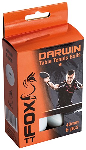 Fox TT Darwin 1 Star Table Tennis Balls (Pack of 6) - White
