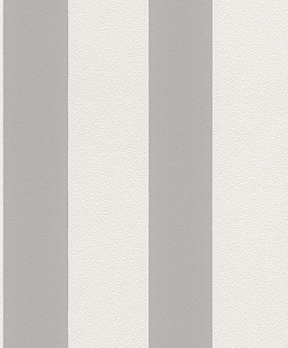 Vliestapete Streifen Gestreift weiß grau Tapete Rasch Prego 700220