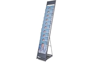 BPT Présentoir à prospectus - Support de journaux - Support de littérature - Présentoir incliné - 26 x 36 x 150 cm